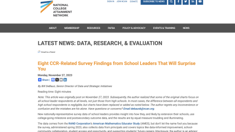 Screenshot of Eight CCR-Related Survey Findings from School Leaders That Will Surprise You